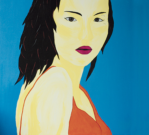 "Asia" Acryl mit Swarovski-Steinen 90 cm x 90 cm 2010